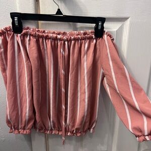 5/$25 i.JoaH Dusty Rose off the Shoulder Striped Top
